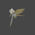 Game Fantasy Character With Intricate Patterned Wings And Gear Shaped Headpiece