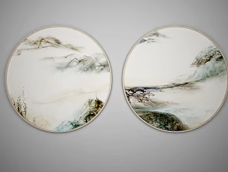 New Chinese Round Frame Painting Decorative Painting 3d model