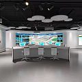 Modern Monitoring Operation Center With Control Desks Multiple Screens And Office Chairs