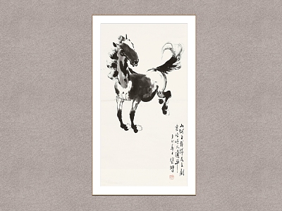 New Chinese Animal Painting Xu Beihong Running Horse model