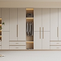 Cream Style Wardrobe Modern Wardrobe Bedroom Wardrobe Finished Wardrobe Wardrobe Dressing Table 3d model