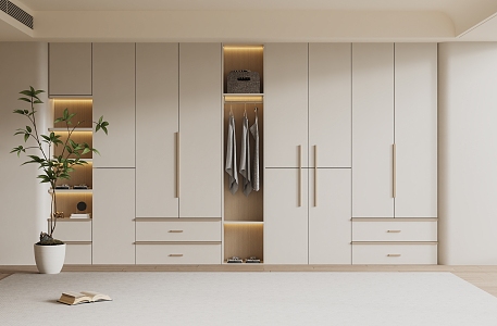 Cream Style Wardrobe Modern Wardrobe Bedroom Wardrobe Finished Wardrobe Dressing Table 3d model