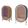 Modern Blue And Pink Upholstered Leisure Chairs With Oval Shape And Wooden Frames