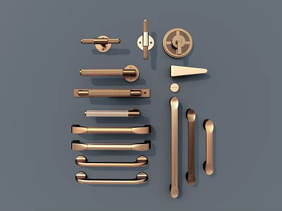 Modern Door Handles With Various Designs Metallic Finishes And Contemporary Styles For Home Interior 3d model