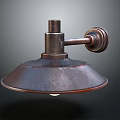 Vintage Industrial Metal Wall Light With Antique Brass Curved Shade And Wall Mount