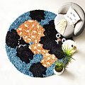 Modern Round Carpet Decorative Ornaments Plush Carpet 3d model