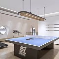Modern Recreation Room Interior Design With Table Tennis Table And Treadmills