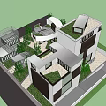Modern Detached Villa With Glass Windows Greenery And Geometric Facade Design