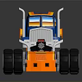 Colorful Blue And Orange Toy Truck With Multiple Large Wheels For Kids Play