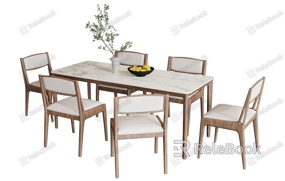 Nordic Dining Table and Chair Combination model