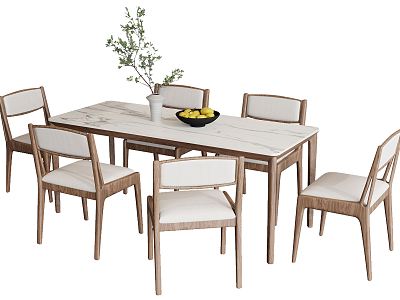 Nordic Dining Table and Chair Combination model