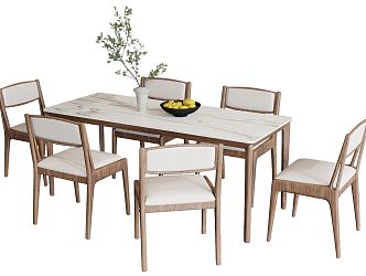 Nordic Dining Table and Chair Combination 3d model