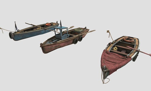 modern boat old boat wooden boat 3d model