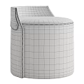 Modern Boucle Fabric Upholstered Sofa Stool With Delicate Leather Accent For Elegant Cozy Home Spaces