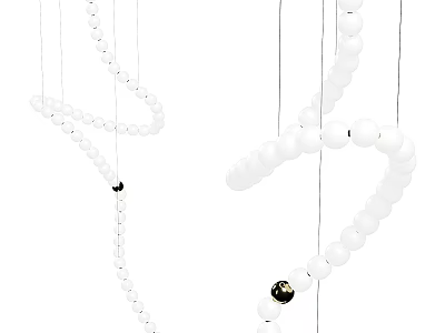 Modern Chandelier Featuring Curved Design White Beads And Black Accent Details 3d model