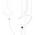 Modern Chandelier Featuring Curved Design White Beads And Black Accent Details