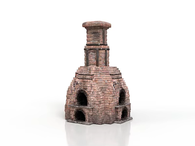 Brick Tower Structure With Dome Top And Multi layered Arched Openings 3d model
