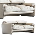 Modern Beige Upholstered Two Seater Sofa With Plush Cushions For Living Room