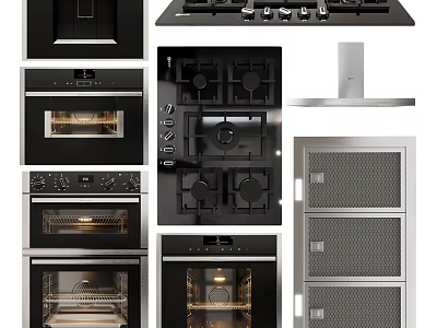 Essential Modern Kitchen Appliances Including Oven Gas Stove Range Hood And Sterilizer Cabinet 3d model