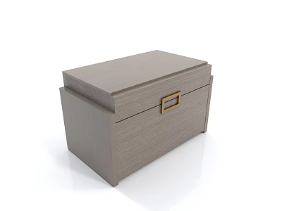 Modern Sleek Wooden Nightstand With Single Drawer And Metal Handle Design 3d model