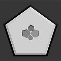 Transparent Polyhedral Crystals On Gray Hexagonal Platform With Dark Background
