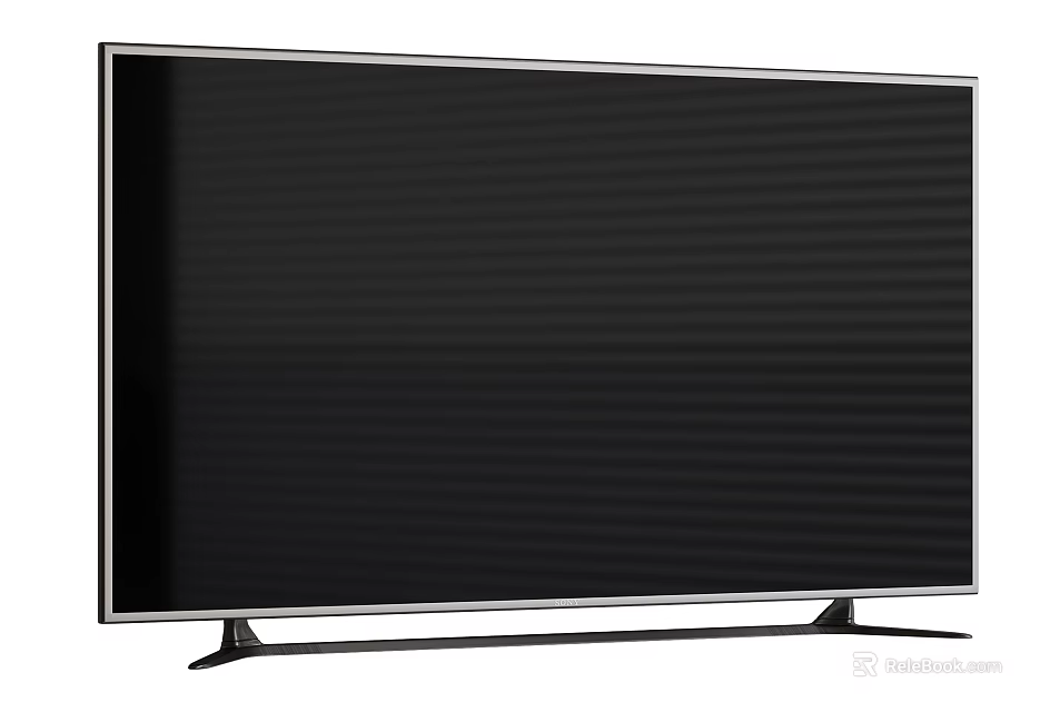 Modern Flat Screen Television With Slim Black Frame And Stable Stand Base 3d model 