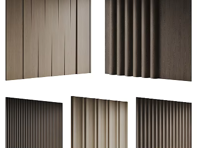 Wooden Textured Background Wall Panels With Vertical Slats And Various Neutral Tones 3d model
