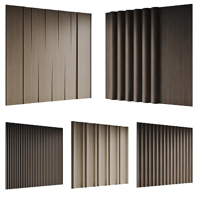 Wooden Textured Background Wall Panels With Vertical Slats And Various Neutral Tones 3d model