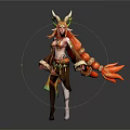 Fantasy Female Character With Antler Headdress And Woodland Creature Inspired Features