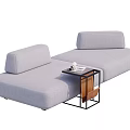 Gray Sectional Fabric Sofa With Small Side Table And Decorative Items 3d model