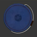 Industrial Blue Plastic Bucket With Secure Blue Lid White Handle And Yellow Caution Label