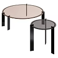 Two Modern Round Dining Tables With Light And Dark Tabletops And Black Legs 3d model