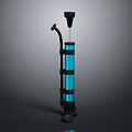 Black And Blue Manual Air Pump With Cylindrical Structure And Handheld Handle 3d model