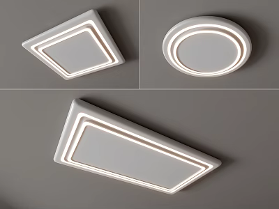 Modern Sleek Ceiling Lights with Square Round Rectangular Shapes and LED Illuminated Edges 3d model