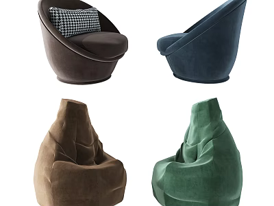 Comfortable Stylish Bean Bag Chairs In Various Colors And Modern Designs 3d model