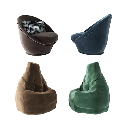 Comfortable Stylish Bean Bag Chairs In Various Colors And Modern Designs 3d model