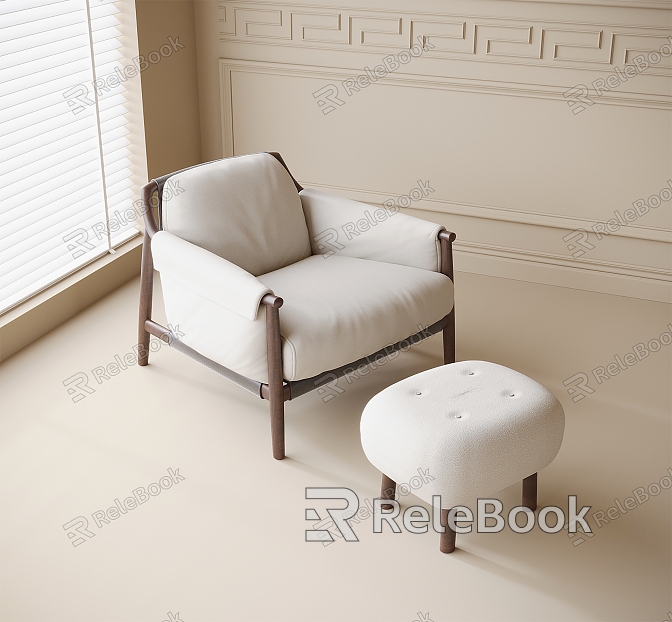 Modern Leisure Chair Single Sofa Single Chair Footstool model