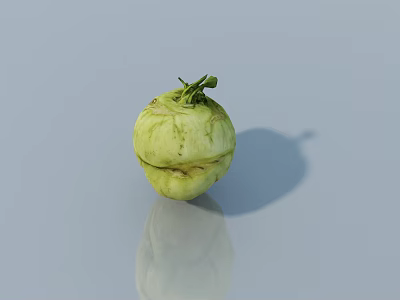 Fresh Green Kohlrabi Vegetable On Smooth Surface With Reflection And Shadow 3d model