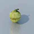 Fresh Green Kohlrabi Vegetable On Smooth Surface With Reflection And Shadow 3d model