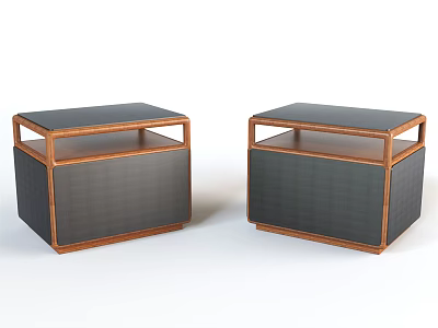 Two Modern Coffee Tables With Wooden Frames And Black Stylish Tabletops 3d model