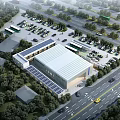 Modern Industrial Factory Facility With Solar Panels Parking Lot And Green Surroundings