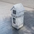 Commercial Small House Shaped Outdoor Equipment Made Of Gray Stone Blocks For Storage