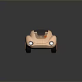 Wooden Toy Car With Rounded Design Orange Wheels Transparent Roof And Shiny Black Background