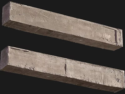 Two Long Rectangular Textured Concrete Columns With Worn Surface Details Against Black Background 3d model