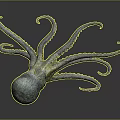 Realistic 3D Rendered Spotted Octopus With Curled Tentacles On Dark Background