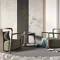 New Chinese Style Casual Sofa Combination Casual Sofa Coffee Table Combination 3d model