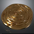 Golden Spiral Structure With Layered Metal Rings And Shiny Surface On Black Background