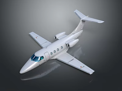 White Small Private Jet Showcasing Streamlined Design And Visible Windows On Dark Background 3d model
