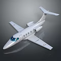 White Small Private Jet Showcasing Streamlined Design And Visible Windows On Dark Background 3d model