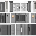 Modern Entrance Gates With Various Designs Including Double Door Grille Patterns And Sleek Gray Finish